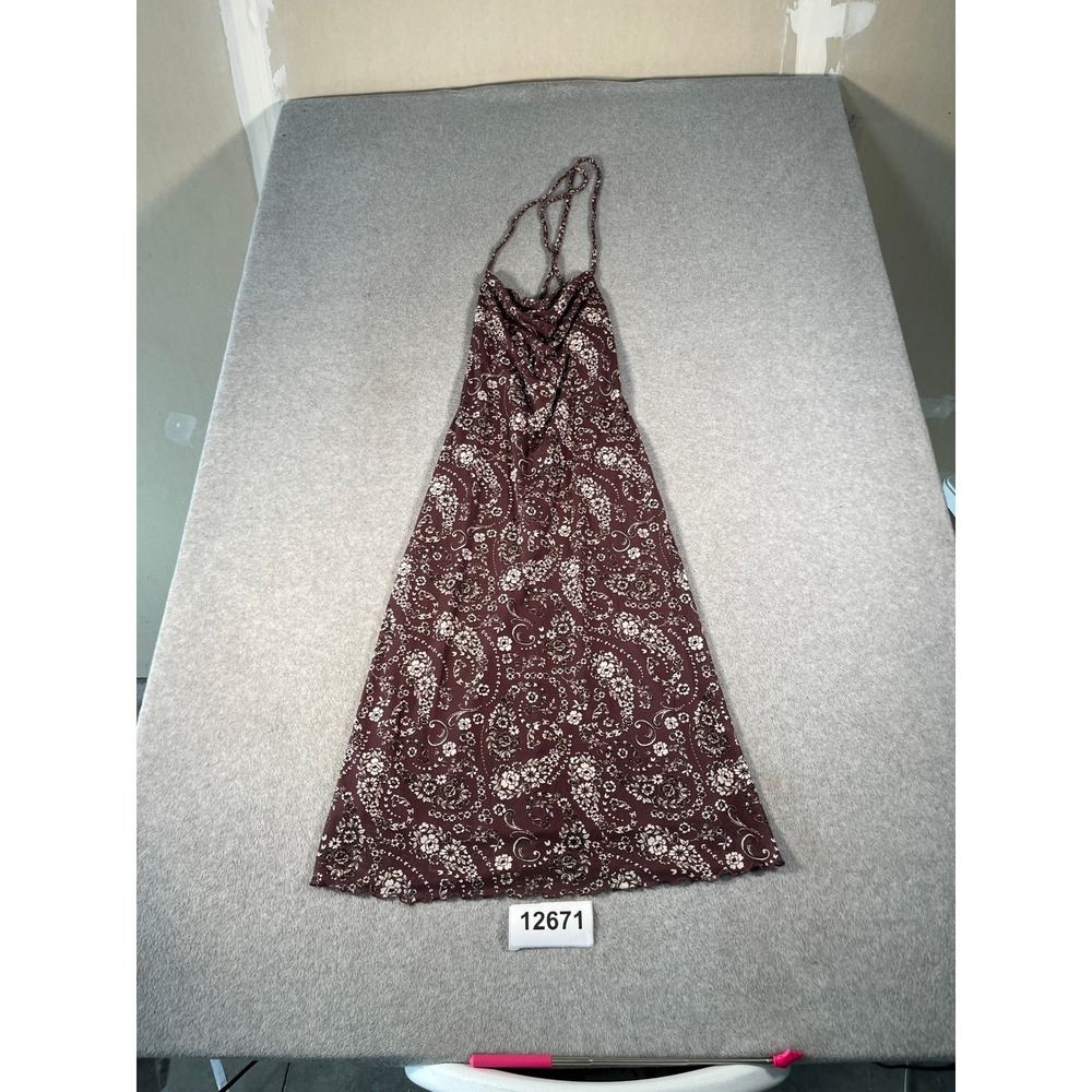 Kirious Los Angeles Maxi Dress Women Large Burgundy Floral Halter Neck Wedding